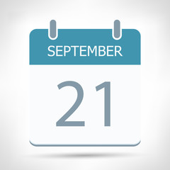 September 21 - Calendar Icon - Calendar flat design template