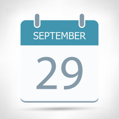 September 29 - Calendar Icon - Calendar flat design template