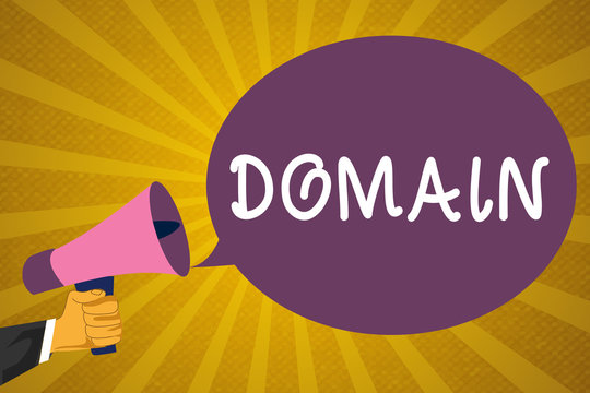 Writing note showing Domain. Business photo showcasing distinct subset of Internet with addresses sharing common suffix.