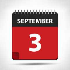 September 3 - Calendar Icon - Calendar design template