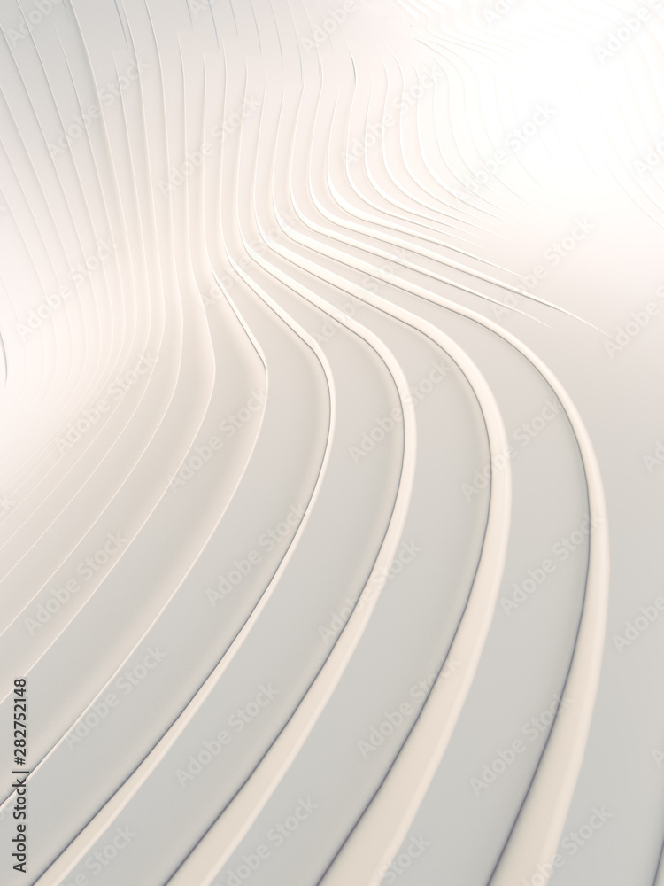 Poster Wave bend white abstract background surface. Digital illustration. 3d rendering