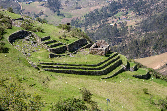 Inca ruin at Cojitambo in Ecuador old