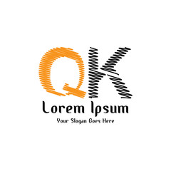 Design of alphabet letter QK with wavy lines stripe as a logo for a company or business