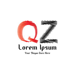 Design of alphabet letter QZ with wavy lines stripe as a logo for a company or business