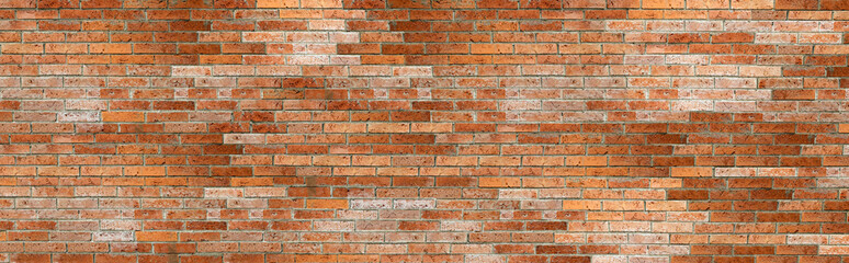 red and textured brick wall background, panorama