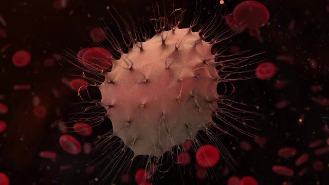 Cancer cell in human body causing tumors - 3D animation render