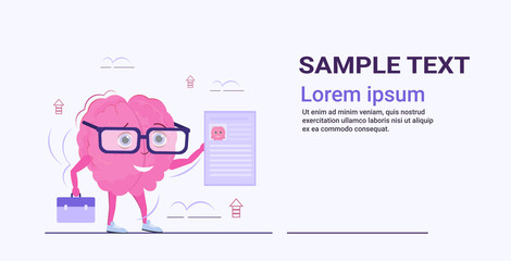 human brain hr manager holding resume curriculum vitae recruitment candidate job position concept pink cartoon character kawaii style horizontal sketch copy space