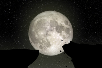 Full Moon in night sky. (Elements of this image furnished by NASA.)