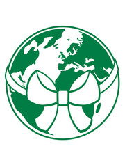 logo planet erde geschenk schleife geschenkband schenken geburtstag naturschutz klimaschutz ökologisch heimat retten clipart design