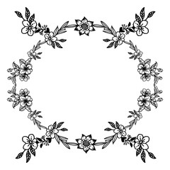 Various of card for leaf wreath frame in black and white colors. Vector