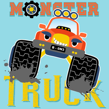 monster truck vector cartoon illustration