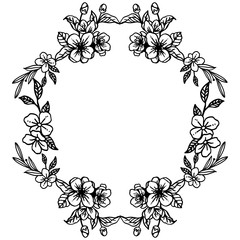 Graphic of black and white frame with design plant of leaf floral frame. Vector
