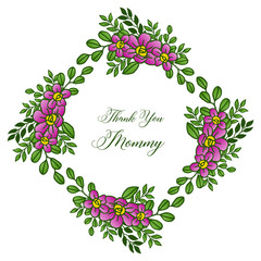 Abstract purple flower frame, for ornate of card thank you mommy. Vector