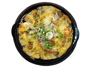 Deep fried mussel and seafood on isolated background