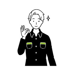  Illustration of a man presenting an OK mark.