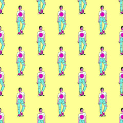 Seamless pattern. .Stylish girl illustration.. Use for t-shirt, greeting cards, wrapping paper, posters, fabric print.