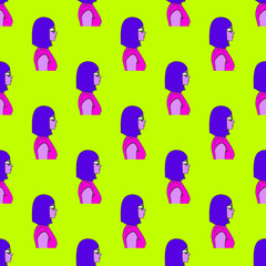 Seamless pattern. .Stylish girl sketch. Use for t-shirt, greeting cards, wrapping paper, posters, fabric print.