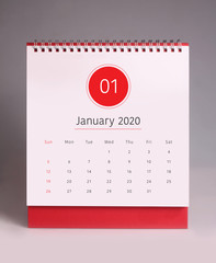 Simple desk calendar 2020 - January