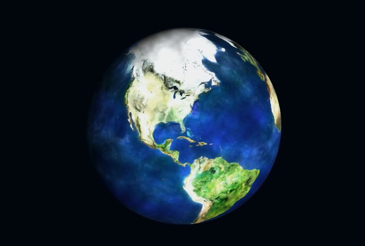 The mother Earth, from North and South America, isolated on a black background Elements of this image were furnished by NASA