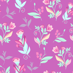 Fototapeta na wymiar sketched flower print in bright colors - seamless background - Vector editable pattern, flower edible, painted, digital art, spring summer, pretty background, graphic flowers nature
