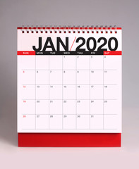 Simple desk calendar 2020 - January