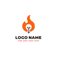 brainstorming fire creative idea vector logo design. flame illustration with negative space light bulb icon symbol