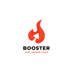 Fire arrow vector logo design. flame symbol with arrow icon for power booster illustration concept design