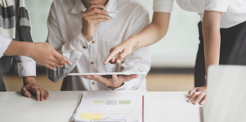 Close-up view of young professional business team