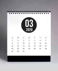 Simple desk calendar 2020 - March
