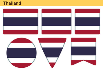 「タイの国旗」6個の形のアイコンデザイン