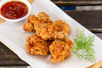 Karaage fried chicken.