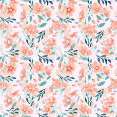Materiał do szycia Abstract floral seamless pattern. Bright colors, painting on a light background. Cherry blossoms.