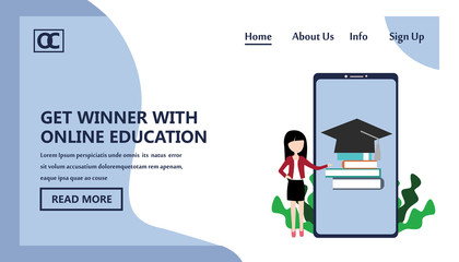 online course education landing page vector template design illustration