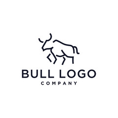 bull / bison buffalo outline vector logo design - obrazy, fototapety, plakaty