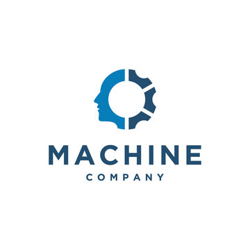 gear / machine man vector icon logo design
