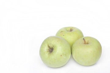 Green apple for healthy on white background.