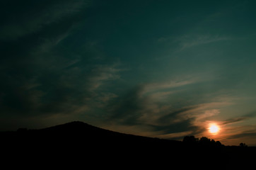Beautiful blue sky with sunset