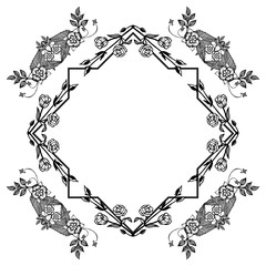 Various crowd of flower frame, with texture branches of leaf, ornament of cards. Vector