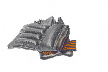 Black boxing gloves on white background.