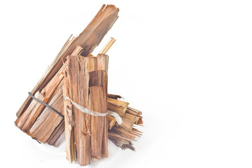 Dry sliver woodenon white background.