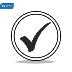 Check mark icon in a circle. Tick symbol in black color, vector illustration. eps10