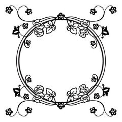 Design element flower frame, various shape of card, decoration black white. Vector