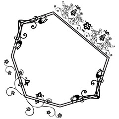 Invitation cards, greeting cards, with design crowd flower, black white frame. Vector