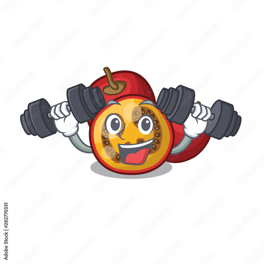 Poster Fitness fruit tamarillo slices in cartoon shape