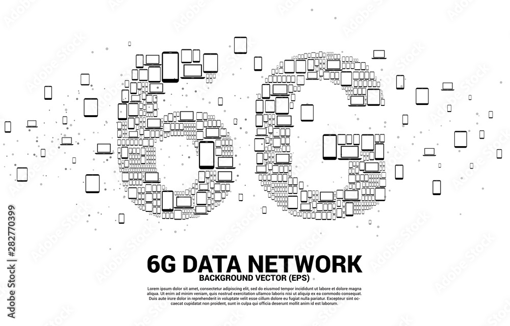 Poster 6g data technology from device icon. concept for mobile telecommunication global network.