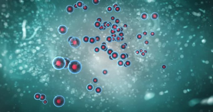 Cells Dividing on Electron Microscope hand camera motion cellular division concept virus bacteria cancer cell mitosis 3d rendering
