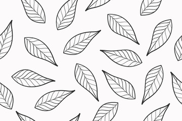 Leaves Doodle Seamless Pattern