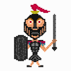 Warrior in armor pixel art