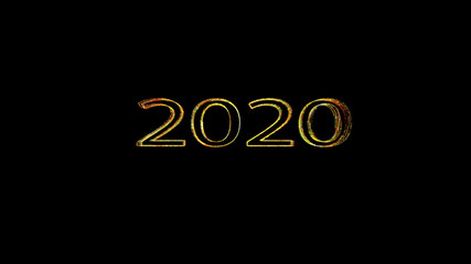New year 2020 greeting glow colorful particles.