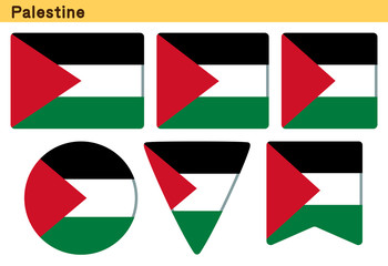 「パレスチナの国旗」6個の形のアイコンデザイン